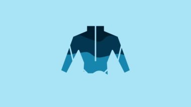 Blue Wetsuit for scuba diving icon isolated on blue background. Diving underwater equipment. 4K Video motion graphic animation .