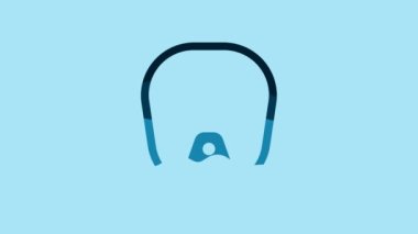 Blue Diving mask icon isolated on blue background. Extreme sport. Diving underwater equipment. 4K Video motion graphic animation .