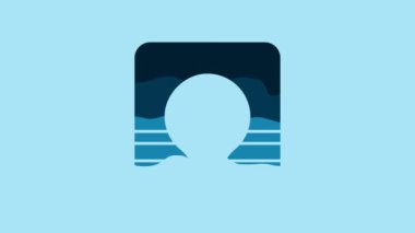Blue Life jacket icon isolated on blue background. Life vest icon. Extreme sport. Sport equipment. 4K Video motion graphic animation .