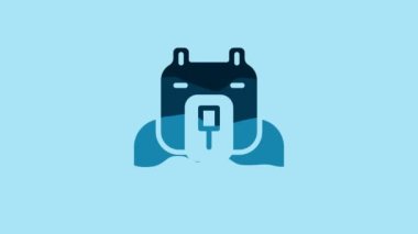 Blue Polar bear head icon isolated on blue background. 4K Video motion graphic animation .