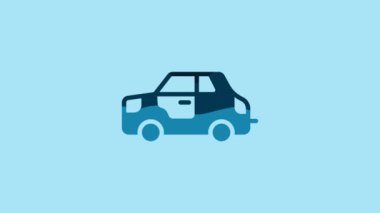 Blue Car icon isolated on blue background. 4K Video motion graphic animation .