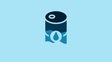 Blue Barrel oil icon isolated on blue background. 4K Video motion graphic animation .