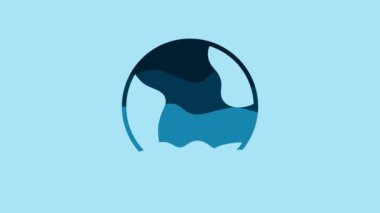 Blue Earth globe icon isolated on blue background. World or Earth sign. Global internet symbol. Geometric shapes. 4K Video motion graphic animation .