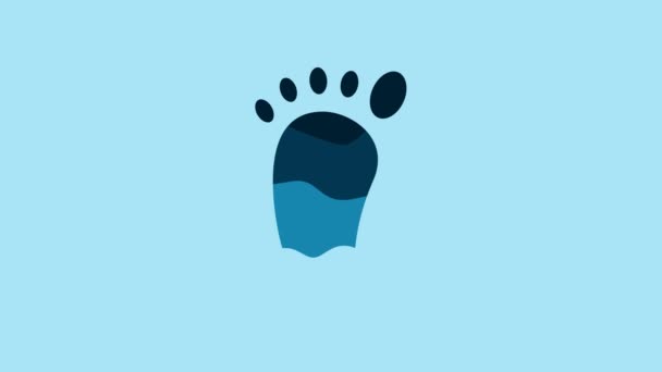 Blue Foot Massage Icon Isolated Blue Background Video Motion Graphic — Vídeos de Stock