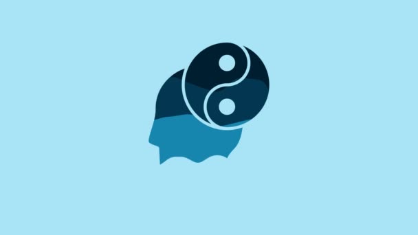 Blue Yin Yang Symbol Harmony Balance Icon Isolated Blue Background — Video
