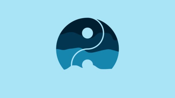 Blue Yin Yang Symbol Harmony Balance Icon Isolated Blue Background — Stok video