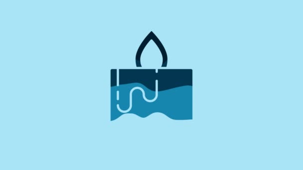 Blue Aroma Candle Icon Isolated Blue Background Video Motion Graphic — Stockvideo