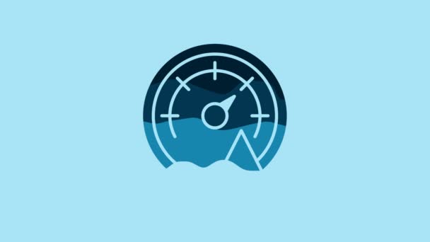 蓝色桑拿温度计图标隔离在蓝色背景 桑拿浴设备 4K视频运动图形动画 — 图库视频影像