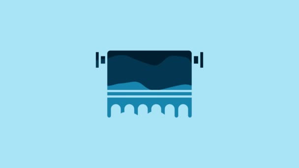 Blue Towel Hanger Icon Isolated Blue Background Bathroom Towel Icon – Stock-video