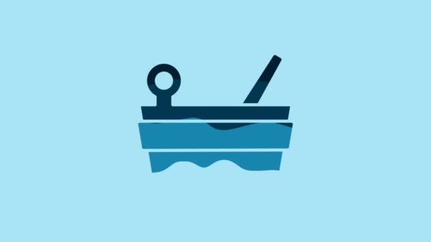 Blue Sauna Bucket Ladle Icon Isolated Blue Background Video Motion — Wideo stockowe