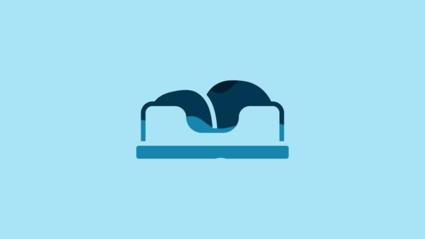 Blue Pet Bed Icon Isolated Blue Background Video Motion Graphic — Vídeo de stock