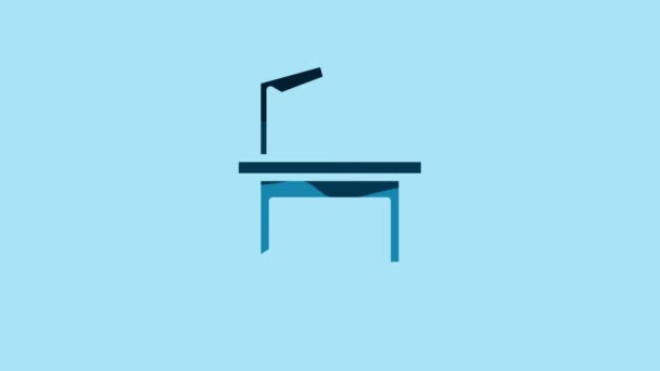 Blue Pet Grooming Table Icon Isolated Blue Background Video Motion — Vídeos de Stock