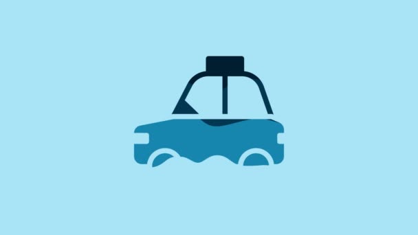 Blue Pet Car Taxi Icon Isolated Blue Background Video Motion — Vídeos de Stock