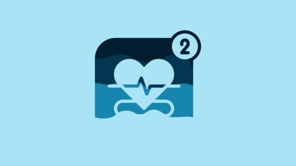 Blue Smartphone Heart Rate Monitor Function Icon Isolated Blue Background — Vídeo de stock
