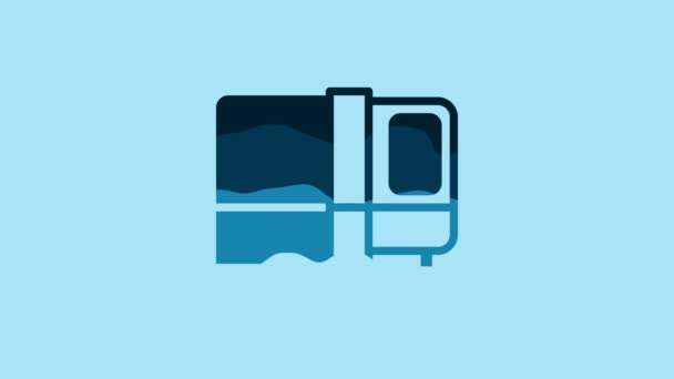 Blue Bed Icon Isolated Blue Background Video Motion Graphic Animation — Stockvideo