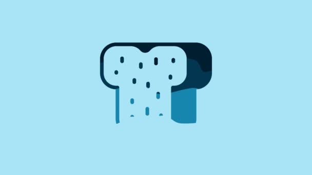 Blue Bread Toast Sandwich Piece Roasted Crouton Icon Isolated Blue — Vídeo de Stock