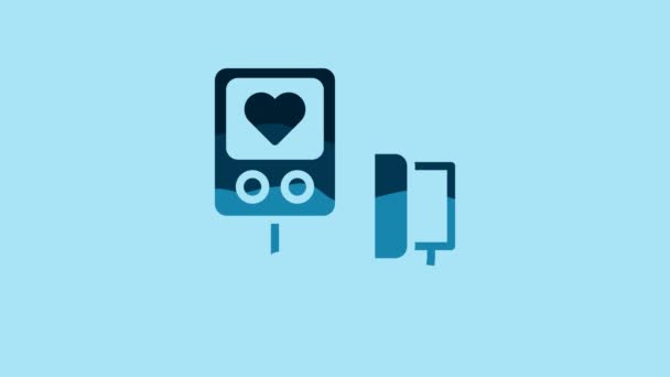 Blue Blood Pressure Icon Isolated Blue Background Video Motion Graphic — Vídeo de Stock