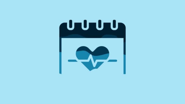 Синий Значок Частоты Сердечных Сокращений Синем Фоне Знак Сердцебиения Икона — стоковое видео