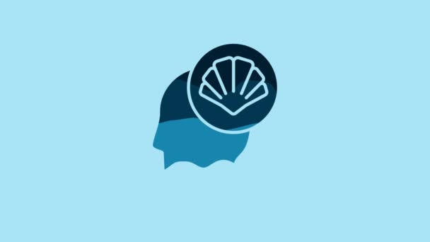 Blue Scallop Sea Shell Icon Isolated Blue Background Seashell Sign — Stockvideo