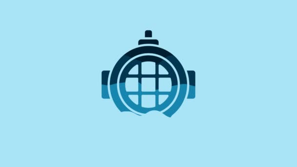 Blue Aqualung Icon Isolated Blue Background Diving Helmet Diving Underwater — 비디오