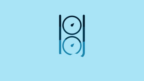 Blue Gauge Scale Icon Isolated Blue Background Satisfaction Temperature Manometer — Stockvideo