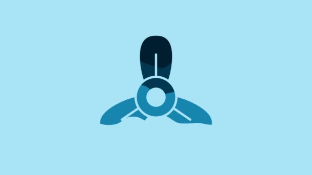 Blue Boat Propeller Turbine Icon Isolated Blue Background Video Motion — Stock Video