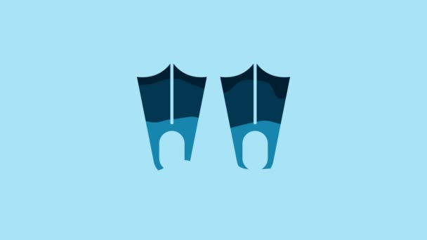 Blue Rubber Flippers Swimming Icon Isolated Blue Background Diving Equipment — Αρχείο Βίντεο