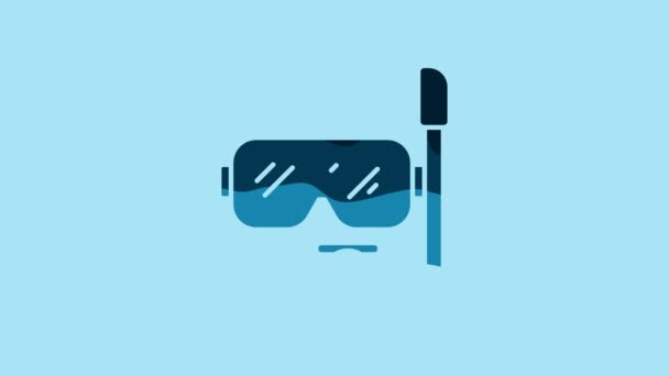 Blue Diving Mask Snorkel Icon Isolated Blue Background Extreme Sport — Video Stock