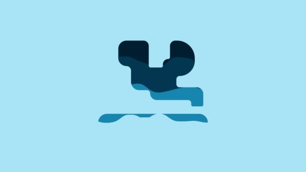 蓝色香烟图标在蓝色背景下被隔离 烟草标志 吸烟的象征 4K视频运动图形动画 — 图库视频影像