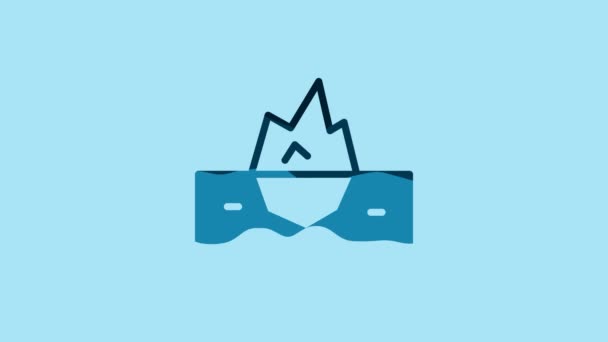 Ікона Блакитного Айсберга Ізольована Синьому Тлі Відеографічна Анімація — стокове відео