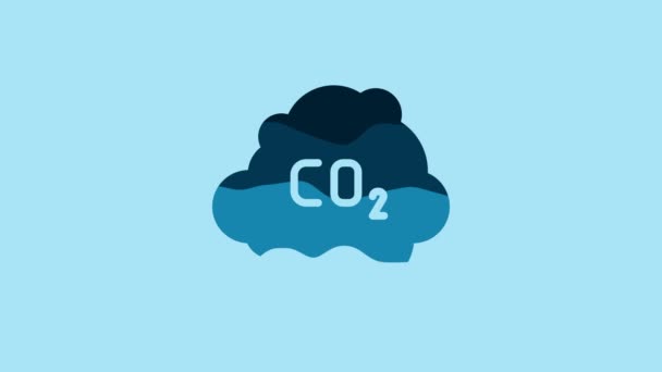 Blue Co2 Emissions Cloud Icon Isolated Blue Background Carbon Dioxide — Αρχείο Βίντεο