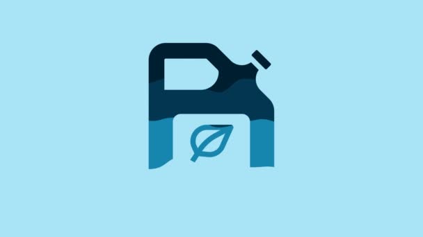 Blue Bio Fuel Canister Icon Isolated Blue Background Eco Bio — Αρχείο Βίντεο