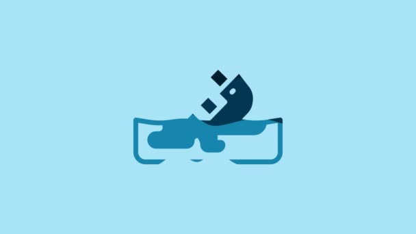 Blue Wrecked Oil Tanker Ship Icon Isolated Blue Background Oil — Video