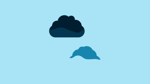 Blue Cloud Icon Isolated Blue Background Video Motion Graphic Animation — Vídeo de Stock