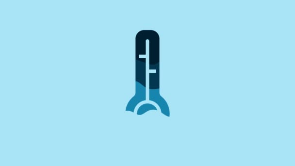 Blue Meteorology Thermometer Measuring Icon Isolated Blue Background Thermometer Equipment — Stockvideo