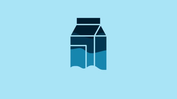 Синий Бумажный Пакет Значка Молока Изолирован Синем Фоне Вывеска Молочным — стоковое видео