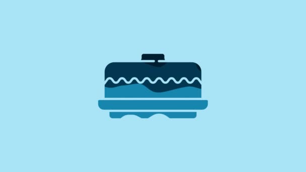 Blue Cake Icon Isolated Blue Background Happy Birthday Video Motion — 비디오