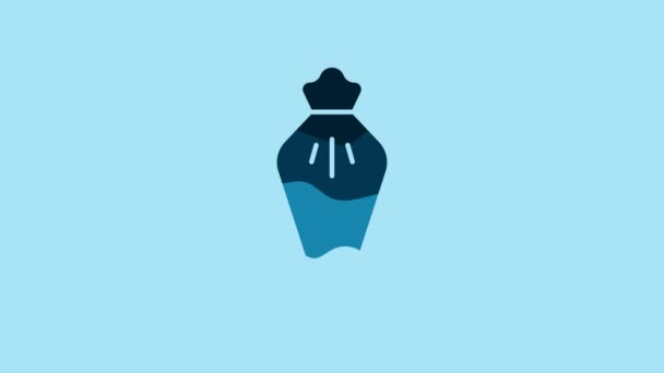 Blue Pastry Bag Decorate Cakes Cream Icon Isolated Blue Background — Vídeo de stock