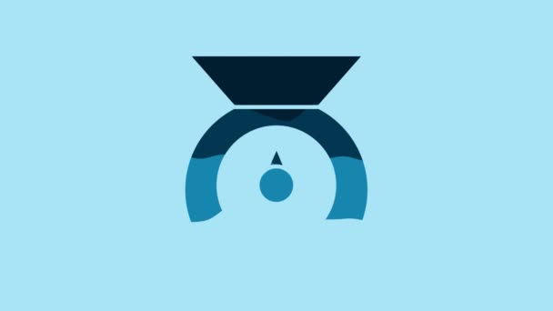Blue Scales Icon Isolated Blue Background Weight Measure Equipment Video — Vídeos de Stock