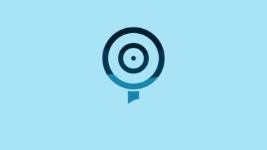 Blue Lollipop icon isolated on blue background. Candy sign. Food, delicious symbol. 4K Video motion graphic animation .