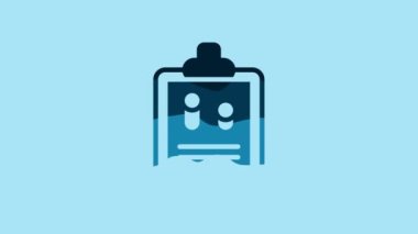 Blue Business finance report icon isolated on blue background. Audit and analysis, document, plan symbol. 4K Video motion graphic animation .