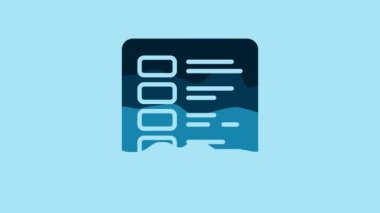 Blue Business finance report icon isolated on blue background. Audit and analysis, document, plan symbol. 4K Video motion graphic animation .