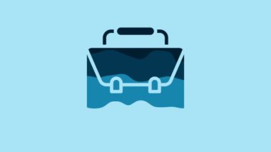 Blue Briefcase icon isolated on blue background. Business case sign. Business portfolio. 4K Video motion graphic animation .