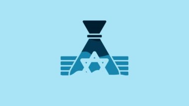 Blue Jewish money bag with star of david icon isolated on blue background. Currency symbol. 4K Video motion graphic animation .