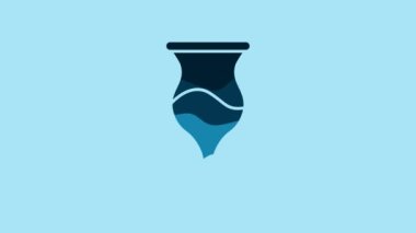Blue Jewish goblet icon isolated on blue background. Jewish wine cup for kiddush. Kiddush cup for Shabbat. 4K Video motion graphic animation .