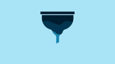 Blue Jewish goblet icon isolated on blue background. Jewish wine cup for kiddush. Kiddush cup for Shabbat. 4K Video motion graphic animation .