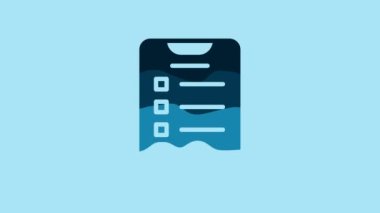 Blue New year goals list and plans icon isolated on blue background. Merry Christmas and Happy New Year. 4K Video motion graphic animation .