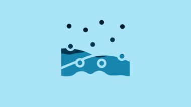 Blue Snowfall icon isolated on blue background. Snow falling winter snowflakes christmas new year. Merry Christmas and Happy New Year. 4K Video motion graphic animation .
