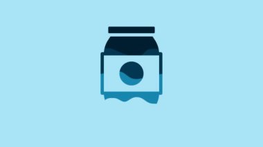 Blue Beer can icon isolated on blue background. 4K Video motion graphic animation .