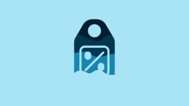 Blue Price tag with an inscription Sale icon isolated on blue background. Badge for price. Promo tag discount. 4K Video motion graphic animation .